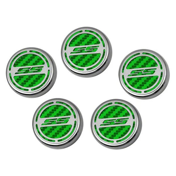 Automatic Gear Cap Engine Caps With SS Logo; Green Carbon Fiber (10-15 Camaro SS W ...