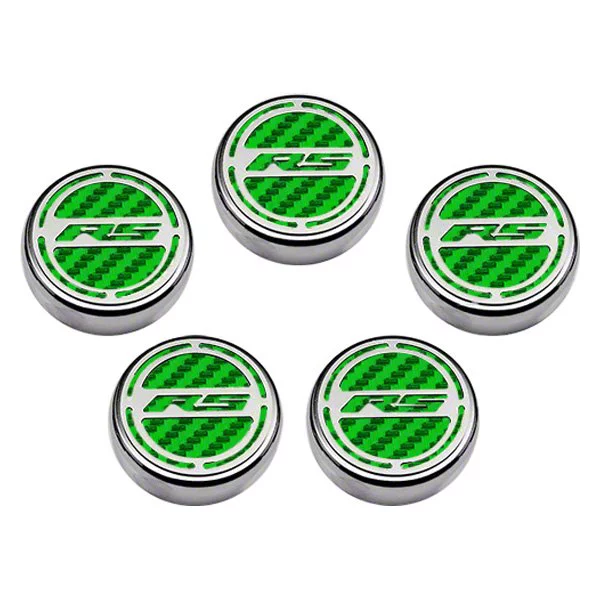 Automatic Gear Cap Engine Caps With RS Logo; Green Carbon Fiber (10-15 V6 Camaro W ...