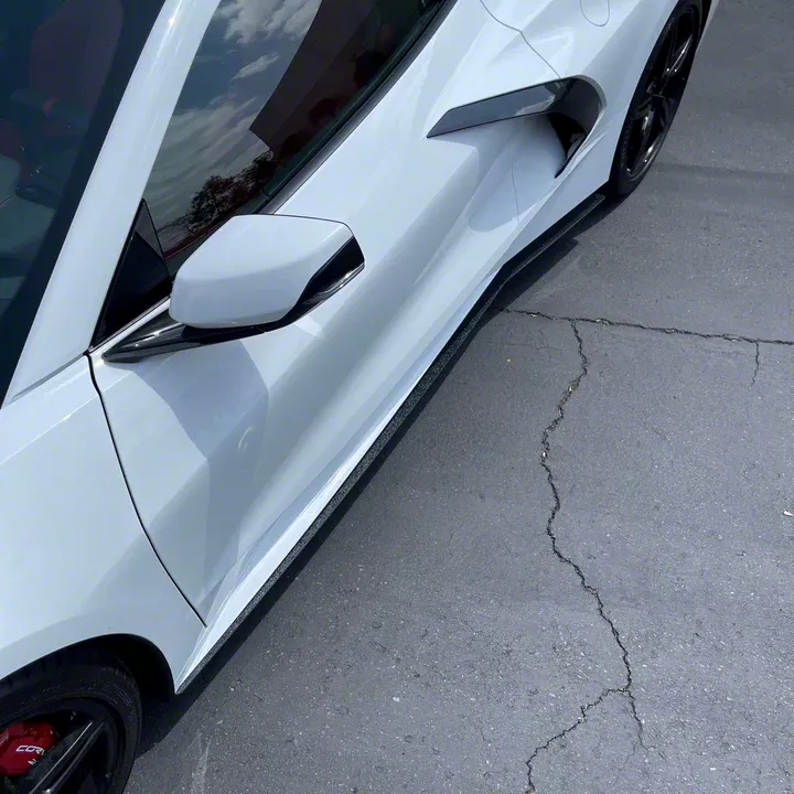 Side Skirt Extensions; Matte Black (20-26 Corvette C8 W/o Factory ...