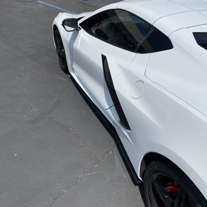 Side Skirt Extensions; Matte Black (20-26 Corvette C8 W/o Factory ...